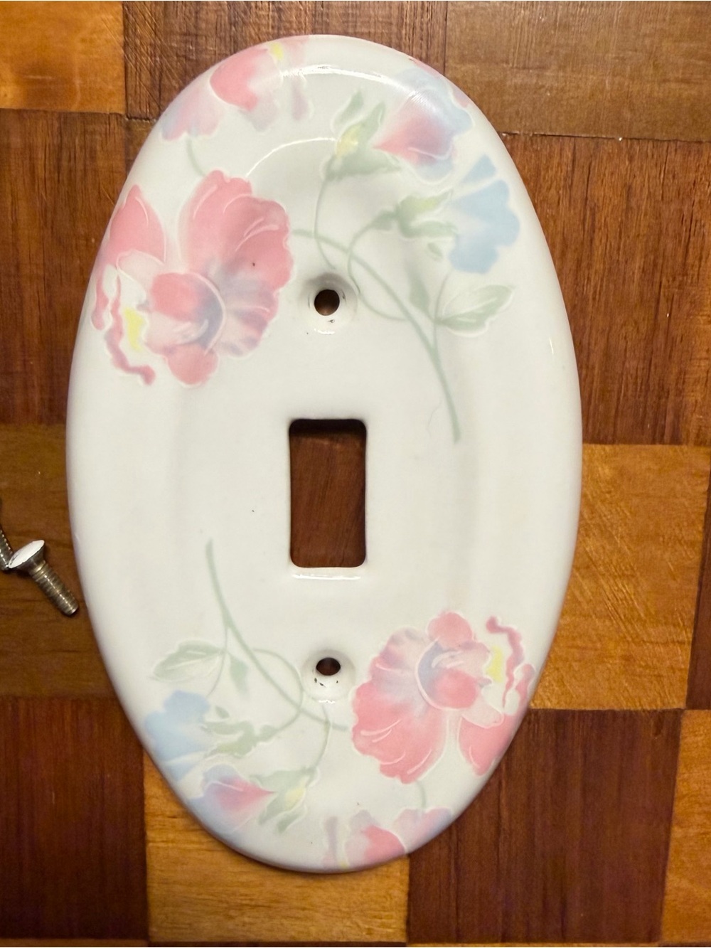 Vintage Ceramic Floral Oval Toggle Light Switch Cover
